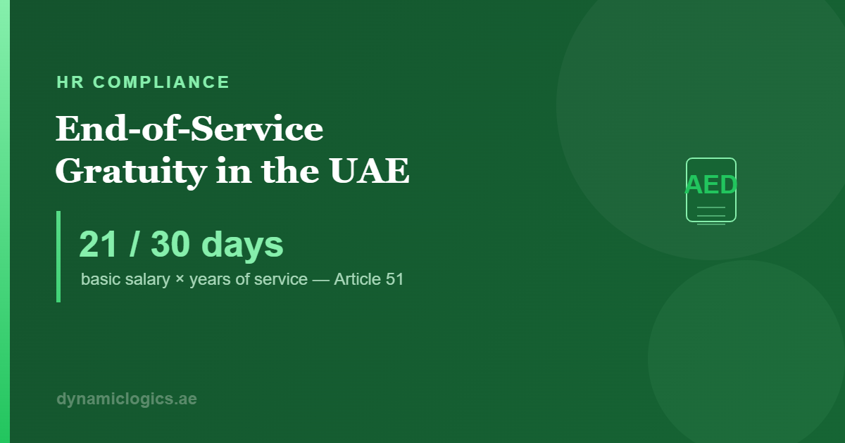 End-of-Service Gratuity in the UAE — 21/30 days basic salary formula, Article 51